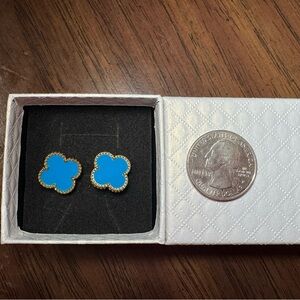 Blue Clover Stud Earrings